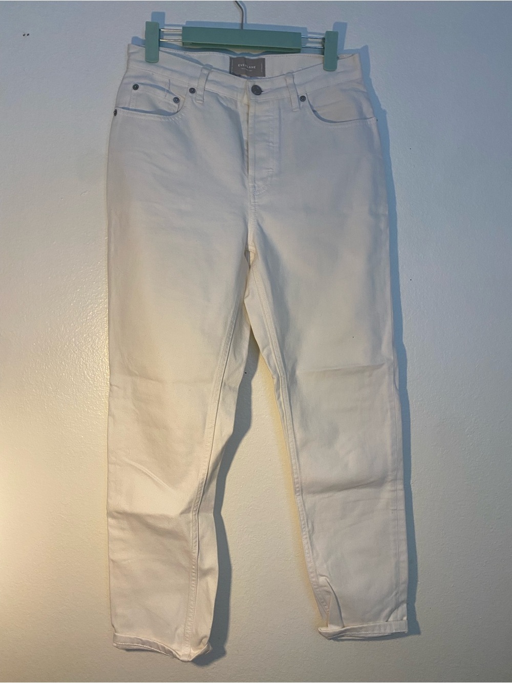 Everlane Womens Curvy Cheeky Ankle Cropped Jeans Ivory Stretch Pockets Denim 27